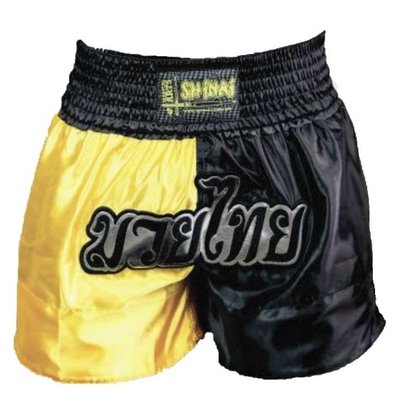 Shorts Muay Thai Shinai Preto Amarelo