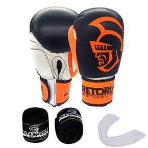 Kit Luva de Boxe/Muay Thai Pretorian Performance 10oz Laranja