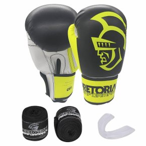 Kit Luva de Boxe/Muay Thai Pretorian Performance 12oz Amarela